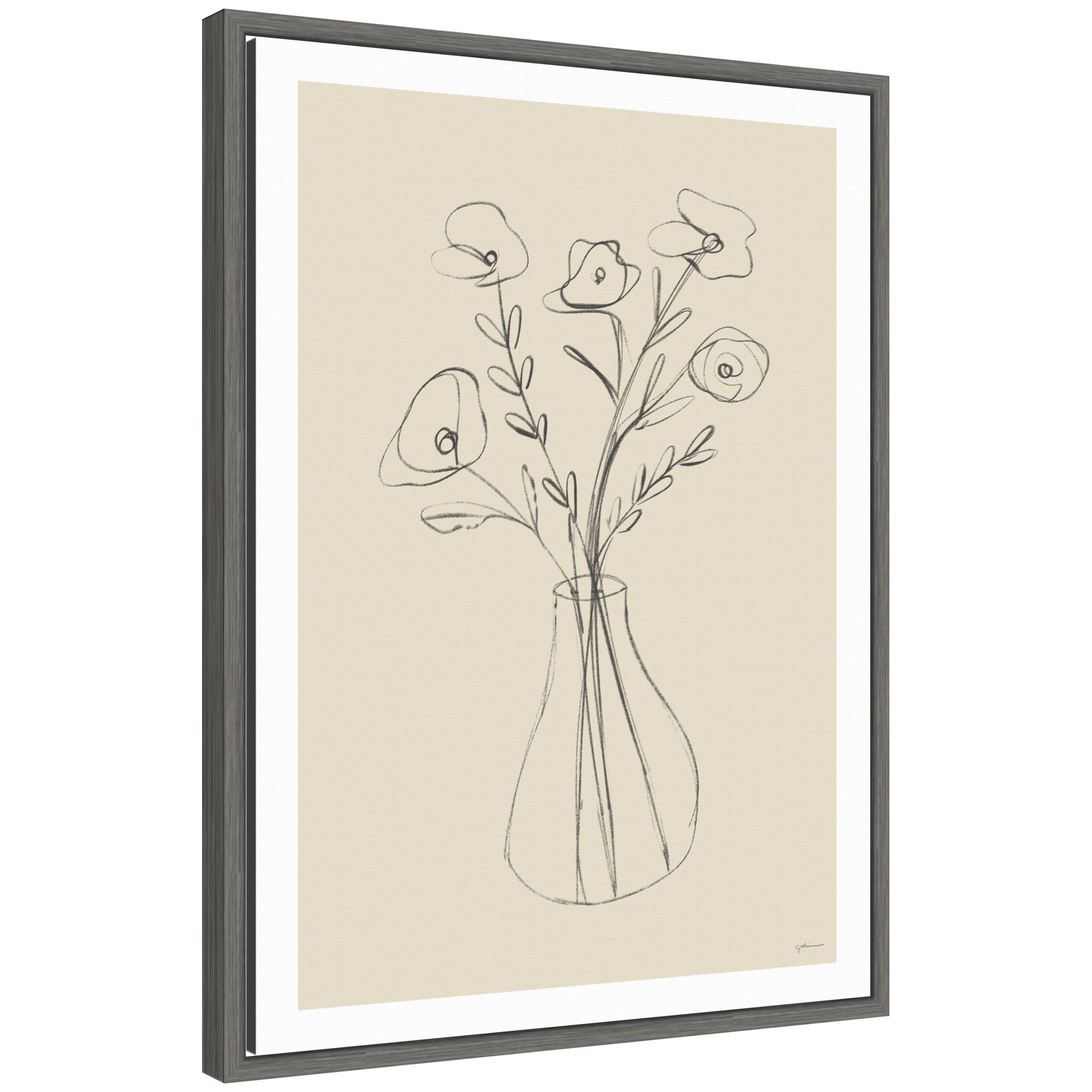 Floral Vase by Gabrielly Guedes Framed Canvas Wall Art Print