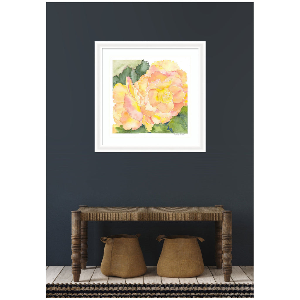 Framed Art Orange Pink Abstract Begonia by Patricia Shaw