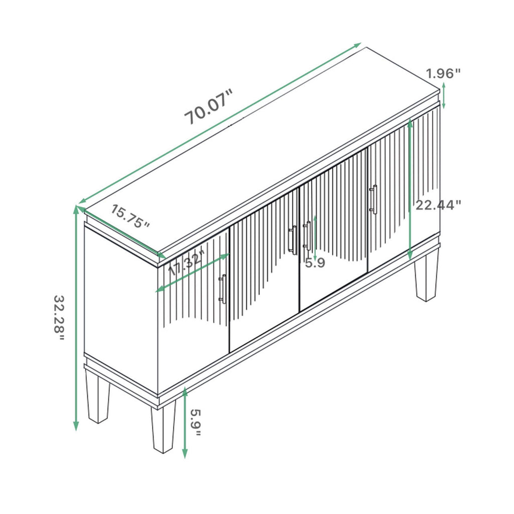 Four-Door Storage Cabinet — Deep Blue