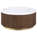 Reeded Marble Coffee Table — Honey Brown
