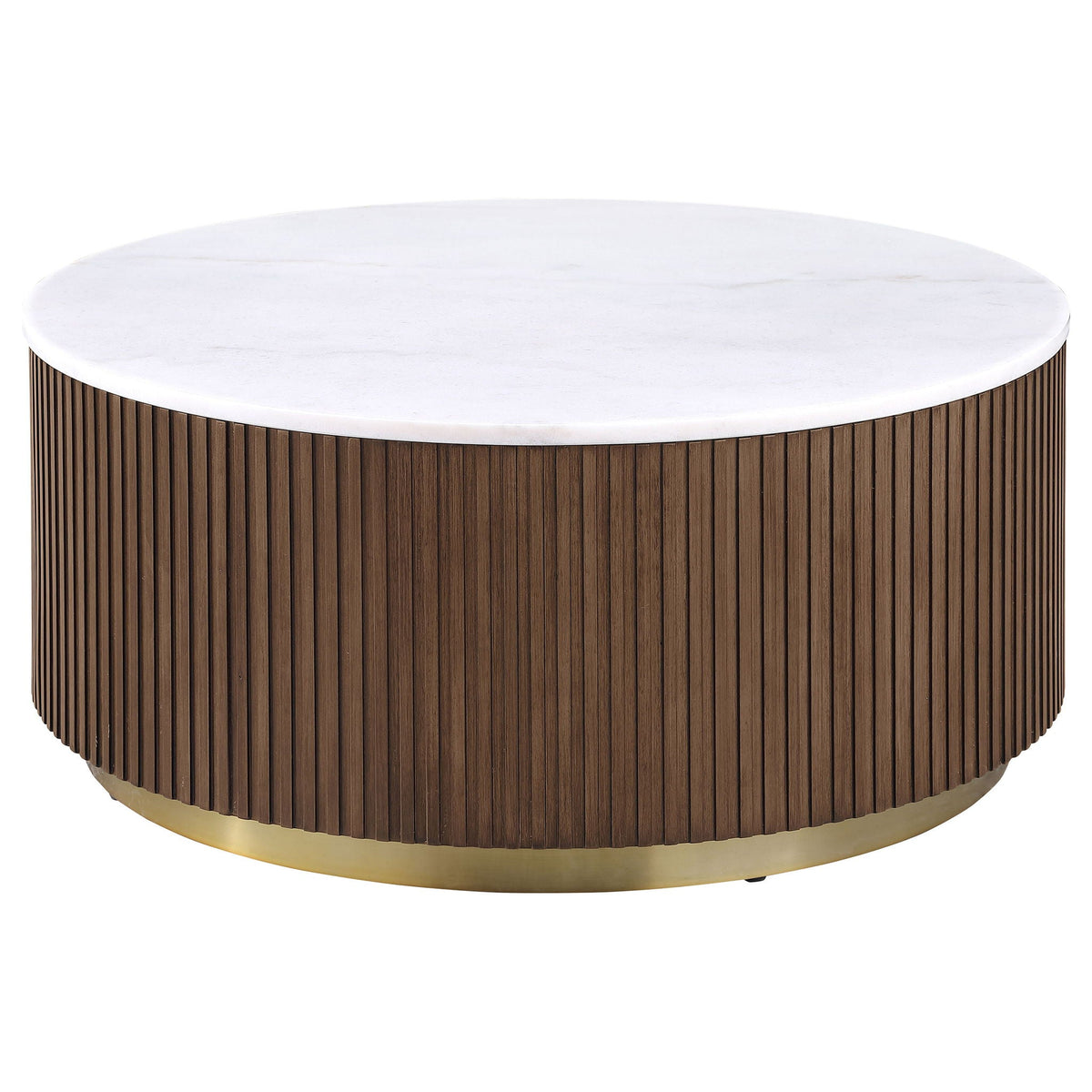 Reeded Marble Coffee Table — Honey Brown
