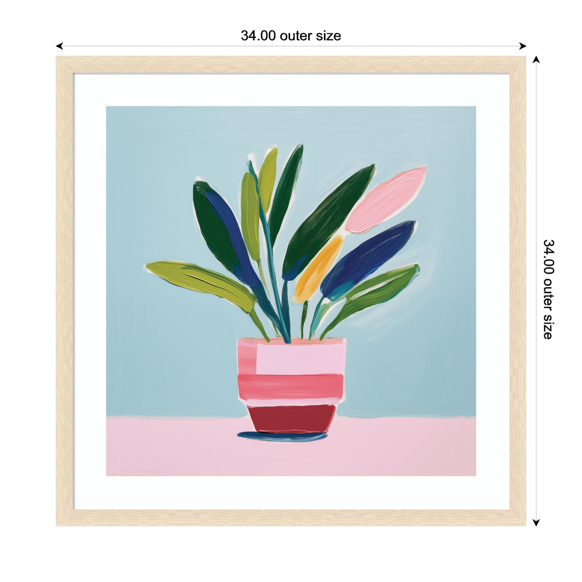 Framed Art Playful Potted Plant Still Life by The Creative Bunch Studio