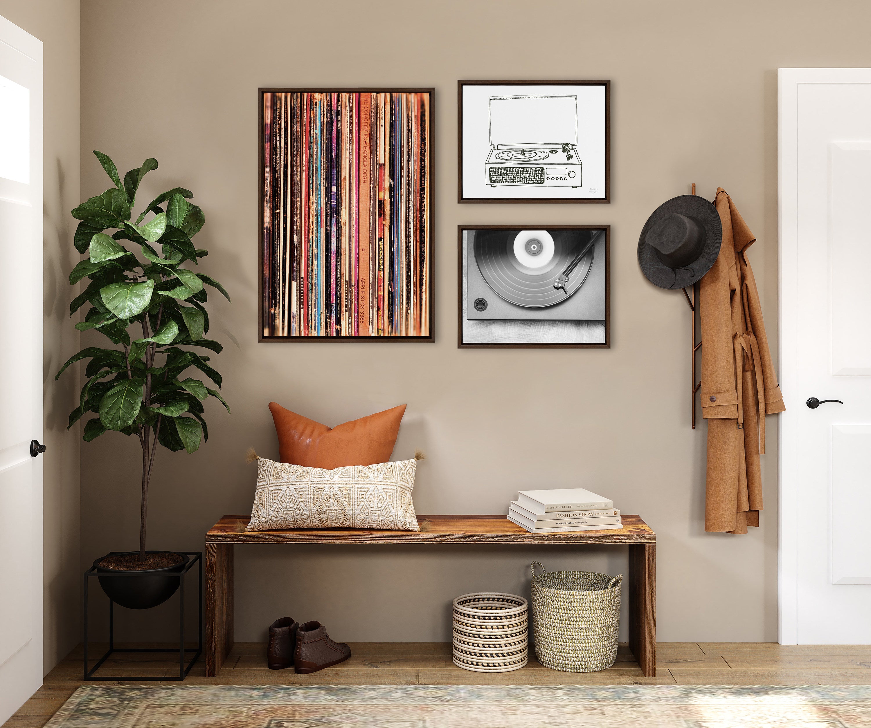 Sylvie Record Player Framed Canvas Set by Various Artists