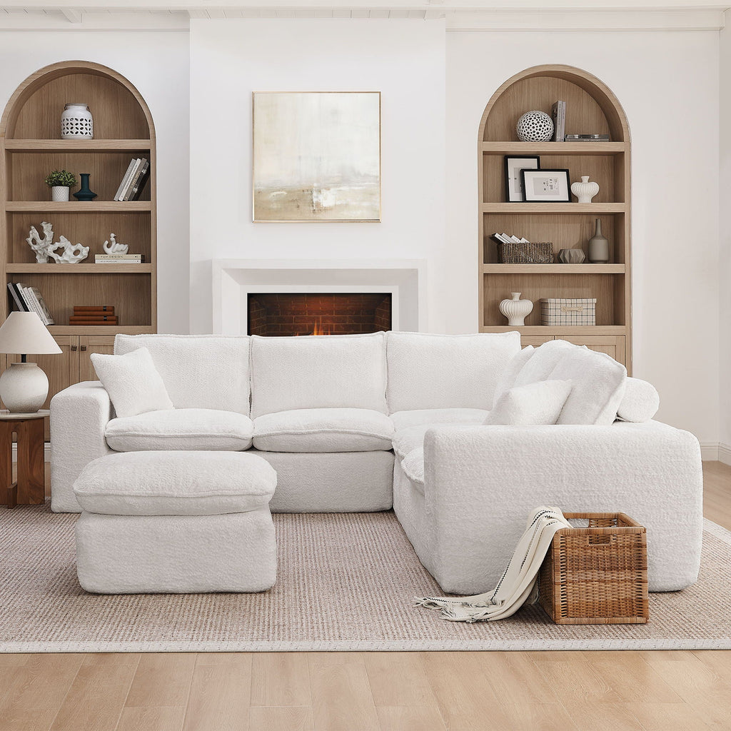 Cloud-Comfort Modular Sectional Sofa with Moveable Ottoman