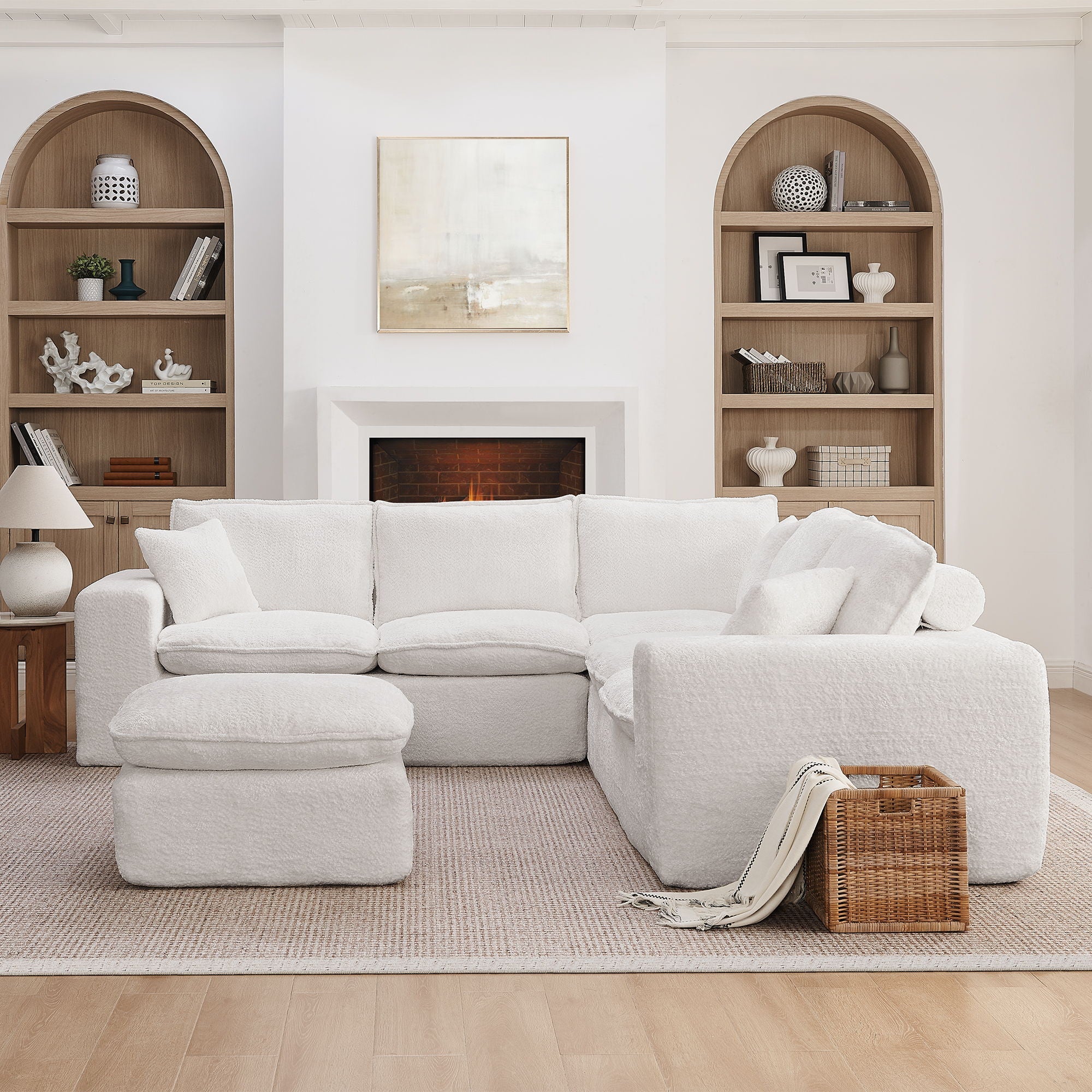 Cloud-Comfort Modular Sectional Sofa with Moveable Ottoman