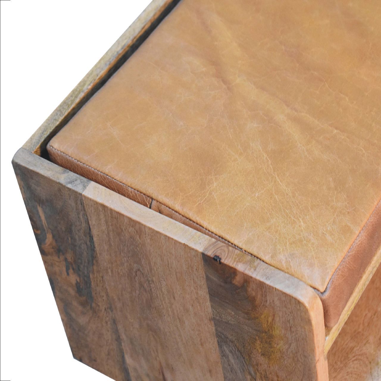 Mango Wood Upholstered Bench