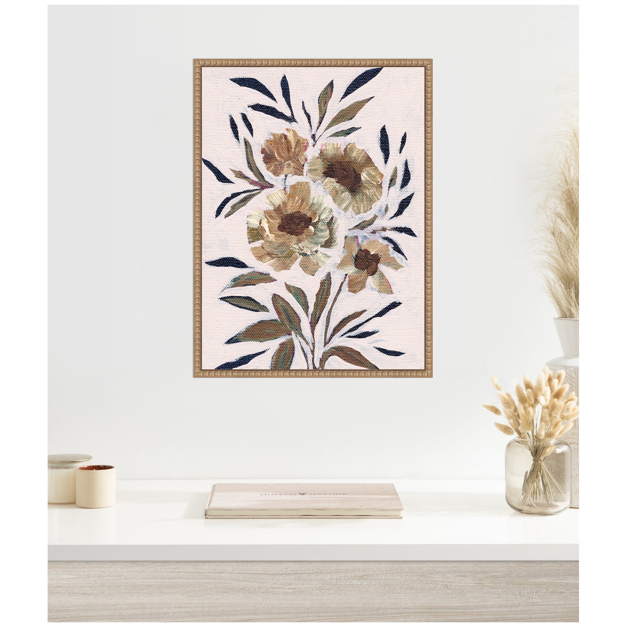 Sylvie Muted Paintrely Florals Framed Canvas by Nikita Jariwala