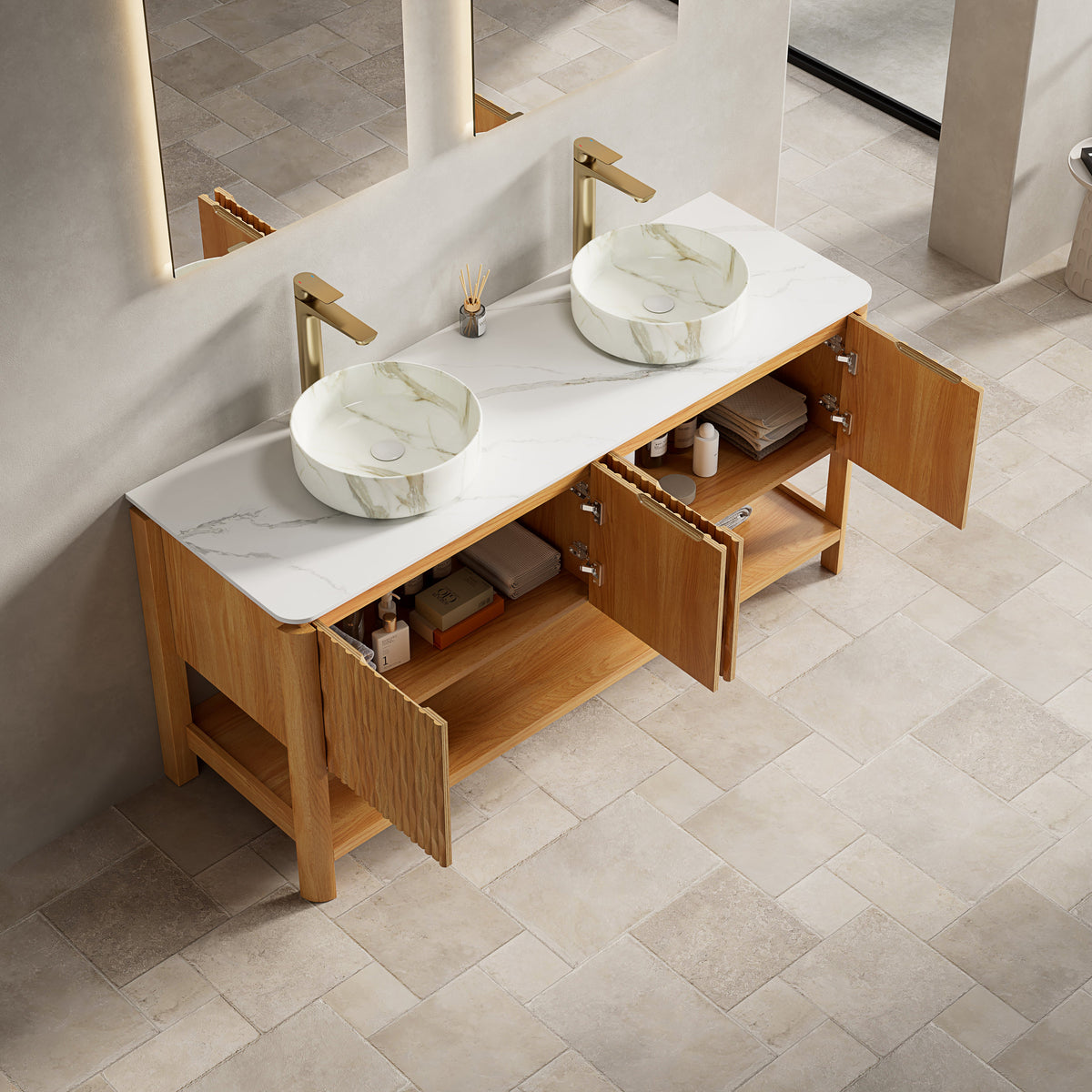Sharma 60-Inch Freestanding Vanity with Ceramic Vessel Sink