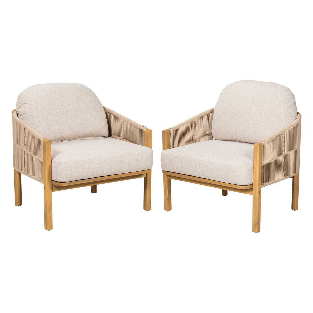 Grotta Outdoor Wood Club Chairs — Set of 2