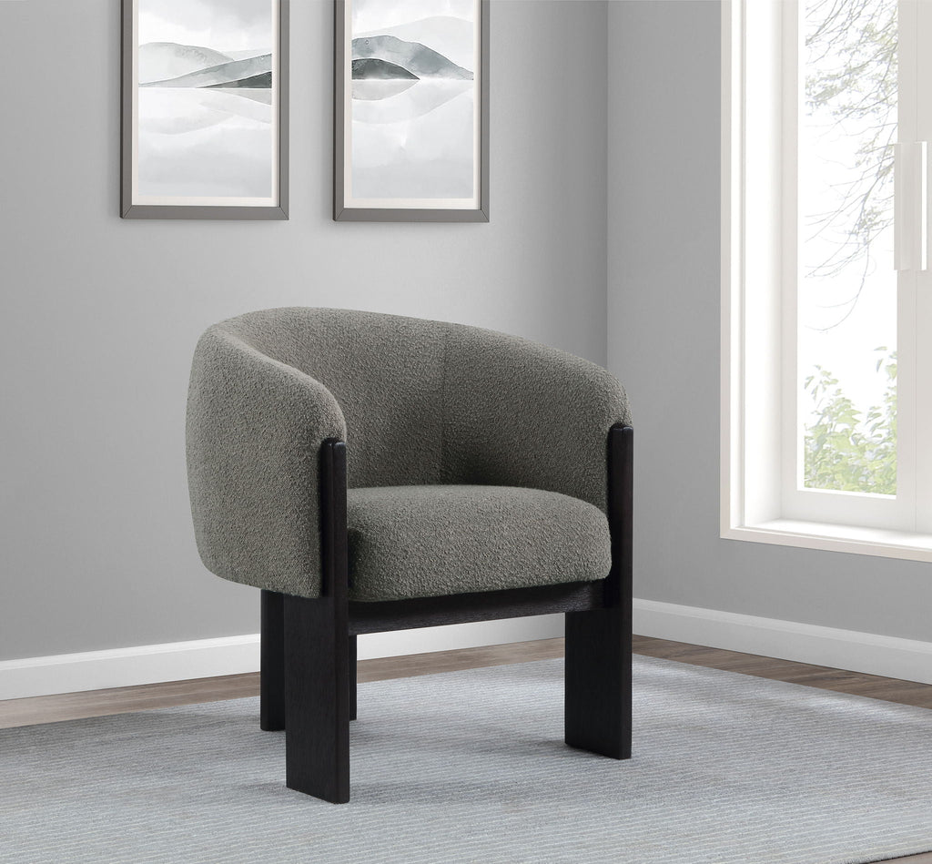 Valdez Bouclé Barrel Accent Chair — Brown