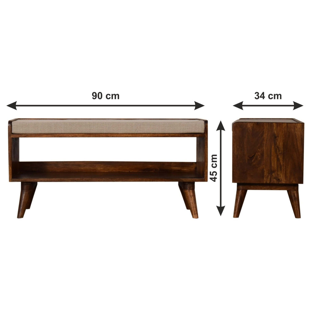 Mango Wood Upholstered Bench