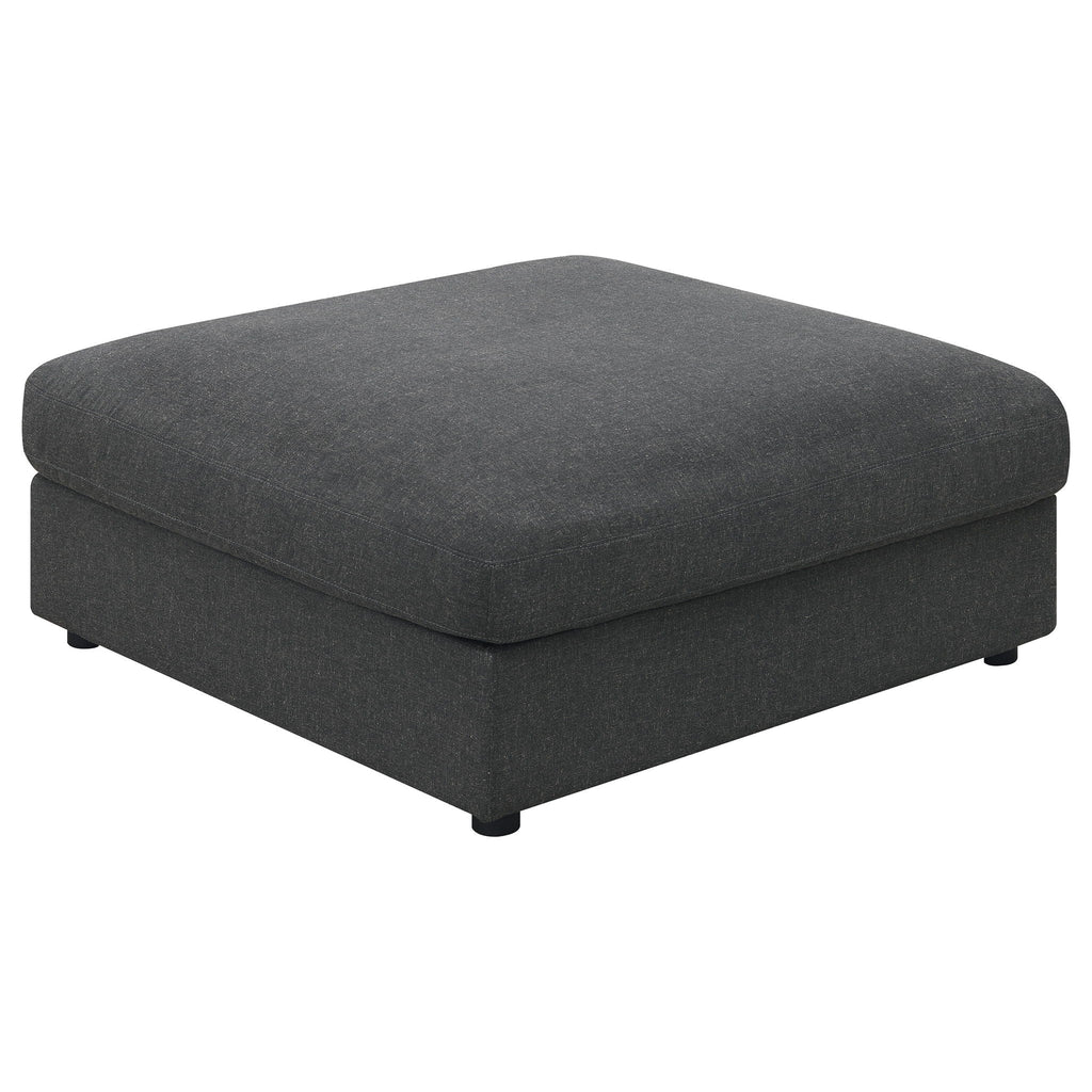 Linen-Blend Modular Ottoman — Charcoal