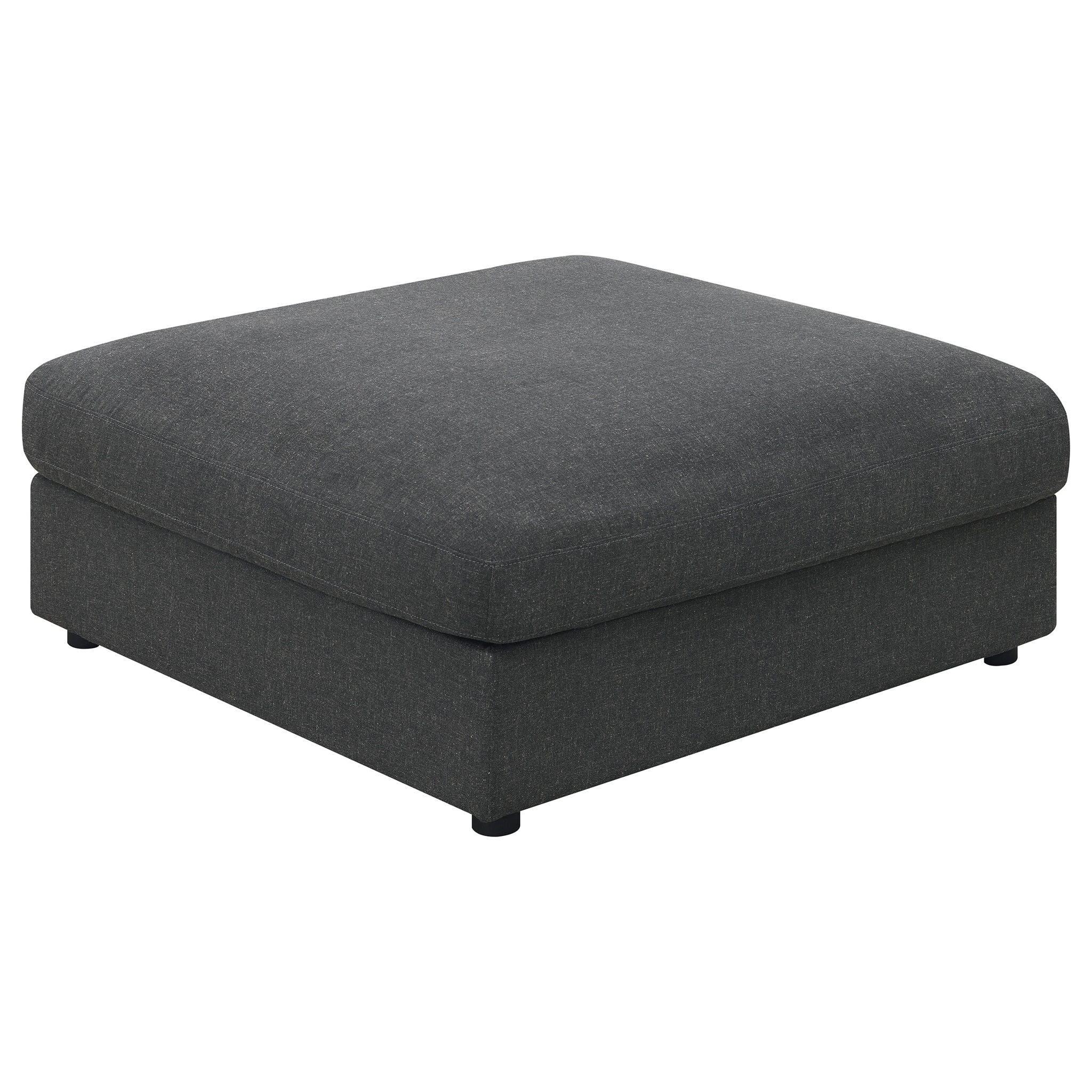 Linen-Blend Modular Ottoman — Charcoal