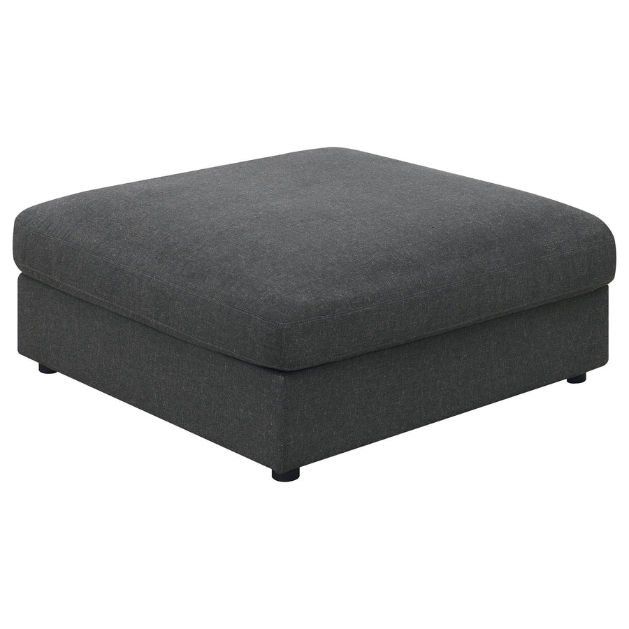 Linen-Blend Modular Ottoman — Charcoal
