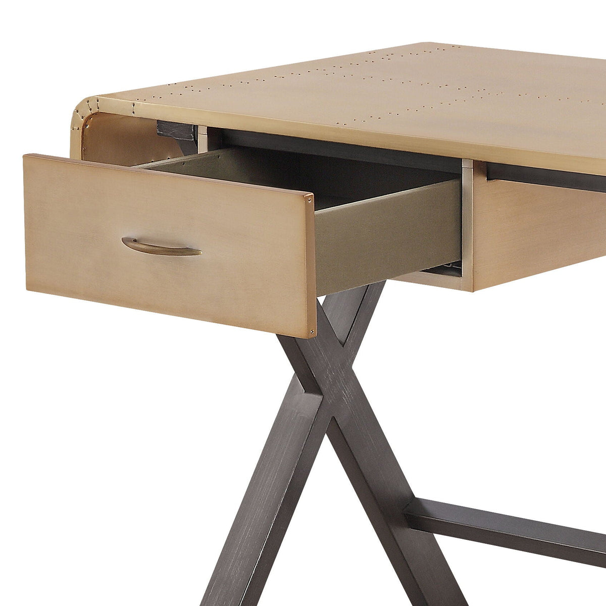 Danton Leather & Aluminum Writing Desk — Gold