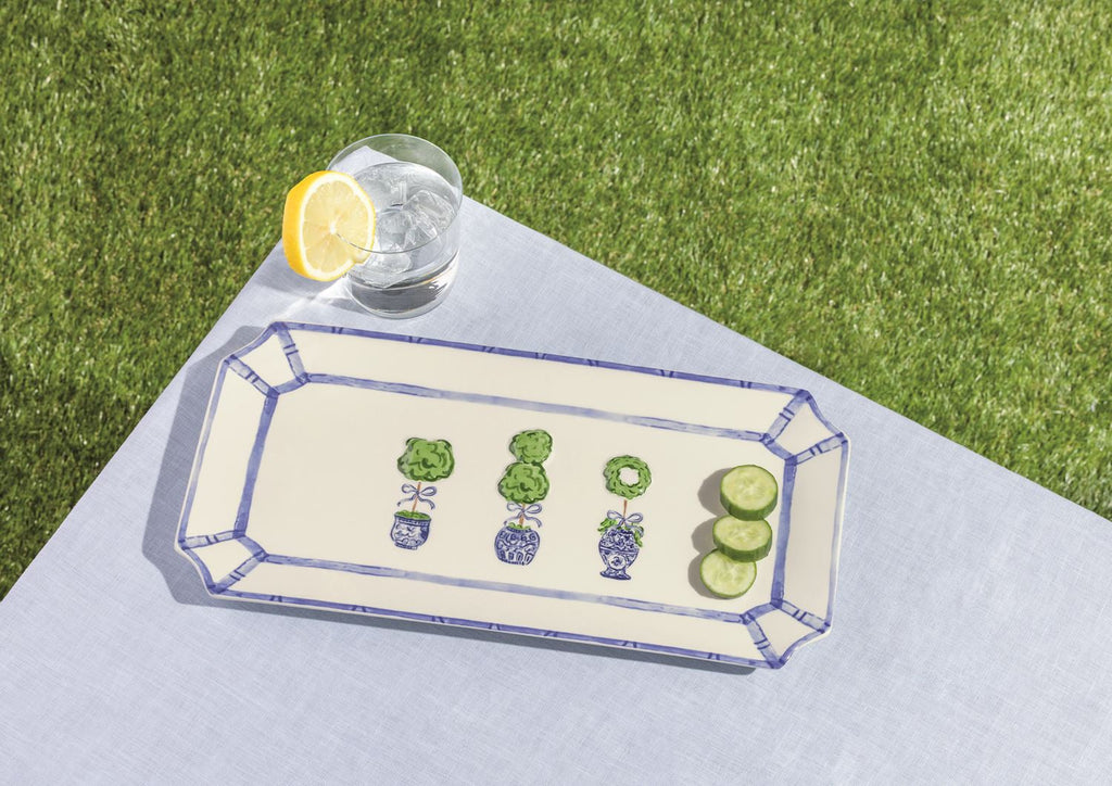 Blue & White Topiary Ceramic Tray