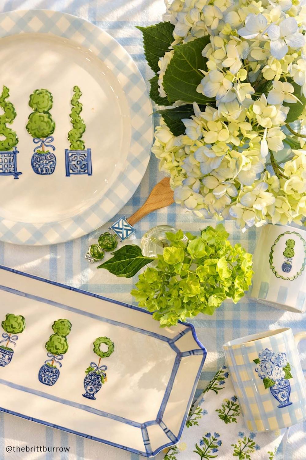 Blue & White Topiary Ceramic Tray