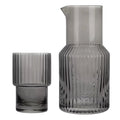 Gray Ribbed Glass 2-Piece Carafe Set