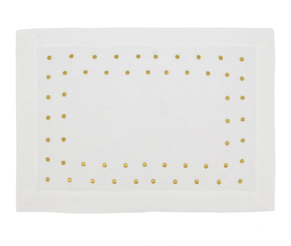 Fennco Styles Classic Embroidered Polka Dot Table Runner 16" W x 72" L - Gold Table Cover for Home Décor, Everyday Use, Christmas, Banquets and Special Events
