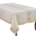 Fennco Styles Abstract Embroidery Lace Trim Table Linen Collection (72"X104" Rectangular)