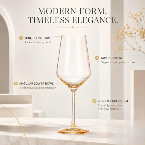 Monet Stemmed Wine Glassware, Yellow, Set of 2