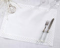 Fennco Styles Shimmering Weave Metallic Lattice Table Runner 16" W X 72" L - White Elegant Table Cover for Home Décor, Holidays, Weddings, Banquets and Special Events