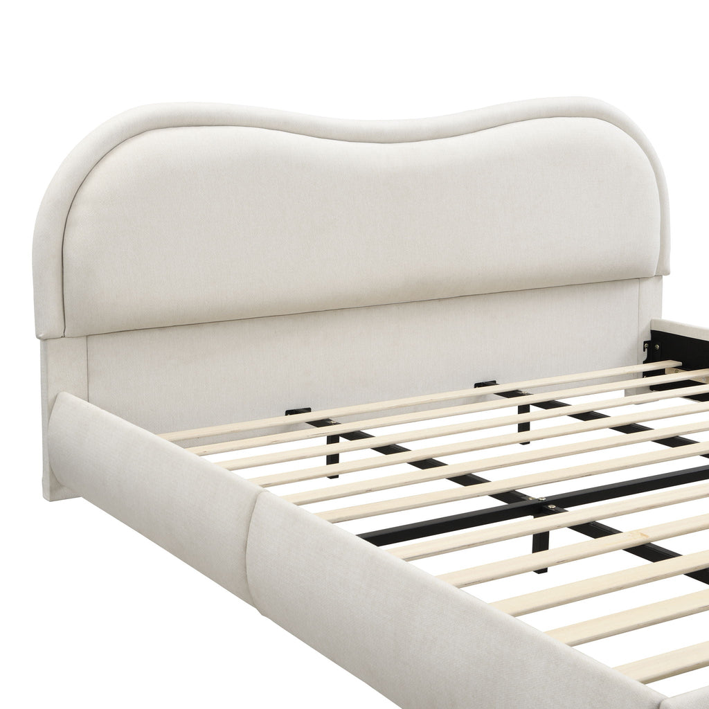 Upholstered Platform Bed Frame With Curved Headboard