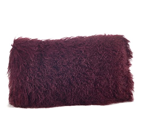 Fennco Styles Genuine Mongolian Lamb Fur Decorative Filled Throw Pillow - Soft Plush Wool Accent Pillow for Home, Couch, Living Room, Office and Holiday Décor