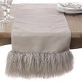 Fennco Styles Genuine Mongolian Lamb Fur Table Runner 16" W x 72" L – Black Plush Table Cover for Dining Room, Banquets, Family Gatherings, Holidays, Special Events and Home Décor