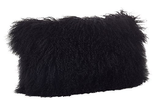 Fennco Styles Genuine Mongolian Lamb Fur Decorative Filled Throw Pillow - Soft Plush Wool Accent Pillow for Home, Couch, Living Room, Office and Holiday Décor