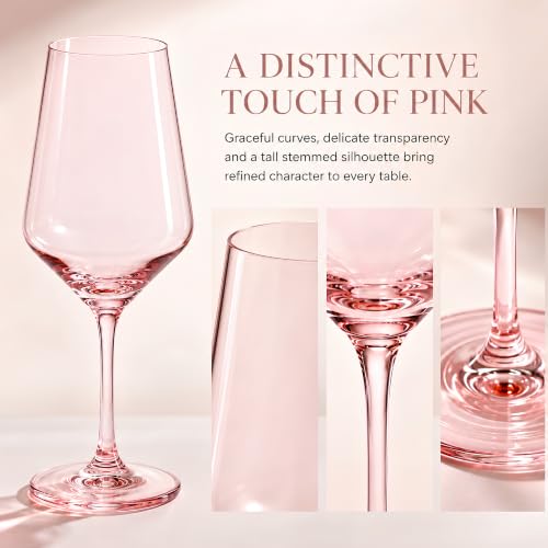 Monet Stemmed Wine Glassware, Pink, Set of 2
