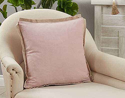 Fennco Styles Classic Cotton Velvet Flange Decorative Throw Pillow 20" W x 20" L - Woven Cushion for Home, Couch, Bedroom and Office Décor