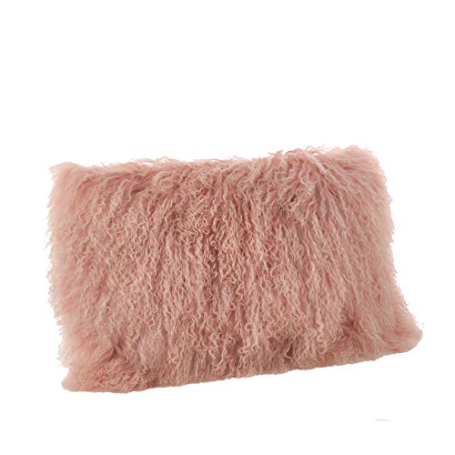 Fennco Styles Genuine Mongolian Lamb Fur Decorative Filled Throw Pillow - Soft Plush Wool Accent Pillow for Home, Couch, Living Room, Office and Holiday Décor