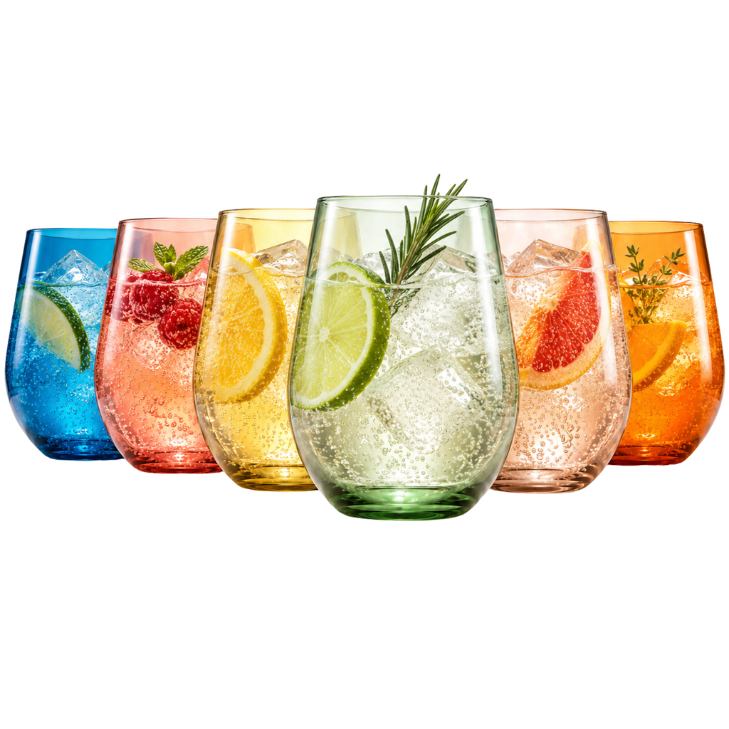 Eze Acrylic Stemless Wine Glassware, Set of 6