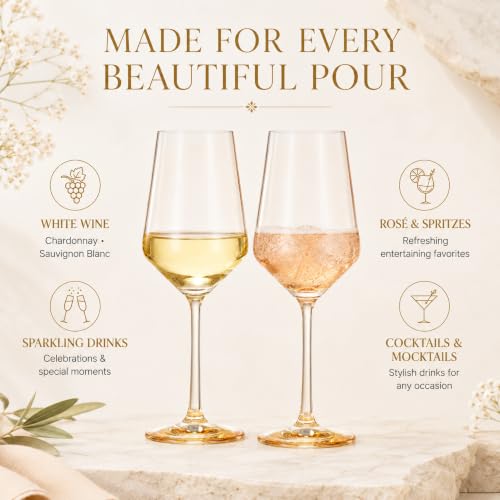 Monet Stemmed Wine Glassware, Yellow, Set of 2