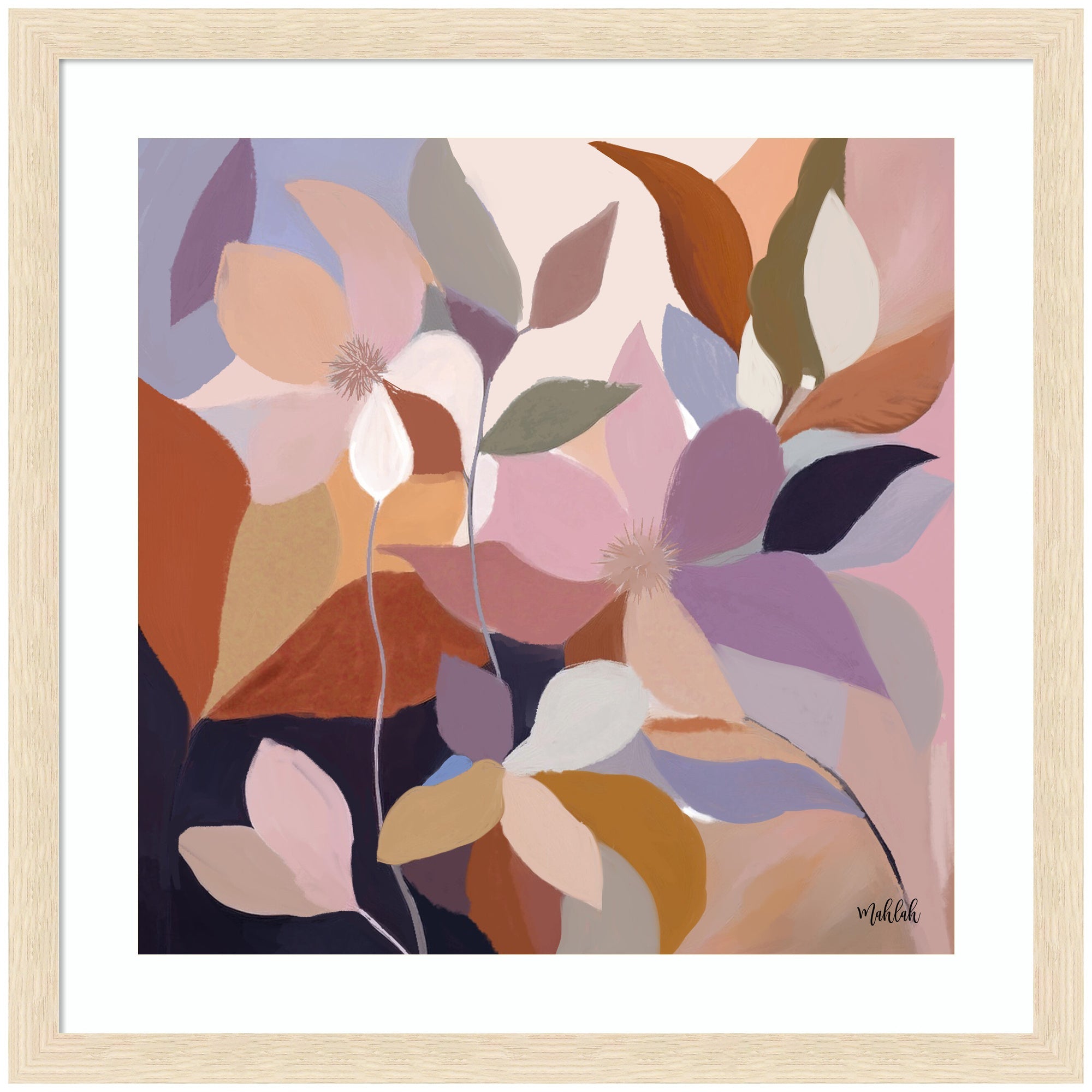 Framed Art Azure leaves by Inkheart Designs