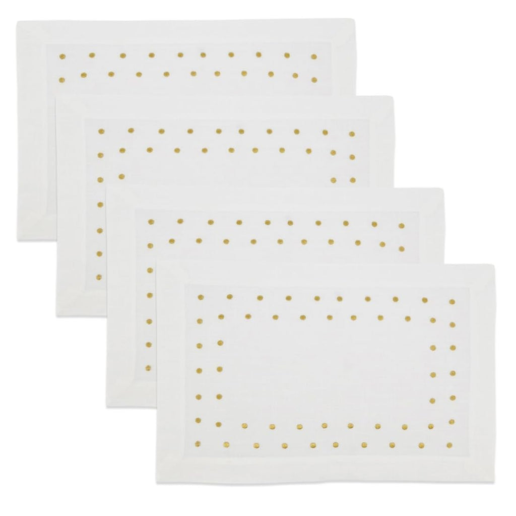 Fennco Styles Classic Embroidered Polka Dot Table Runner 16" W x 72" L - Gold Table Cover for Home Décor, Everyday Use, Christmas, Banquets and Special Events