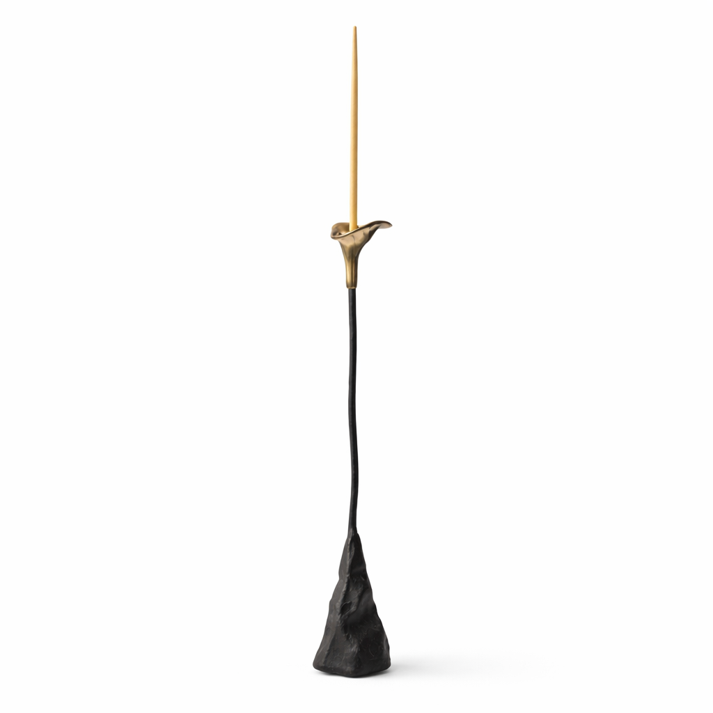 Calla Lily Iron Candlestick — Handcrafted Sculptural Candleholder (19”)