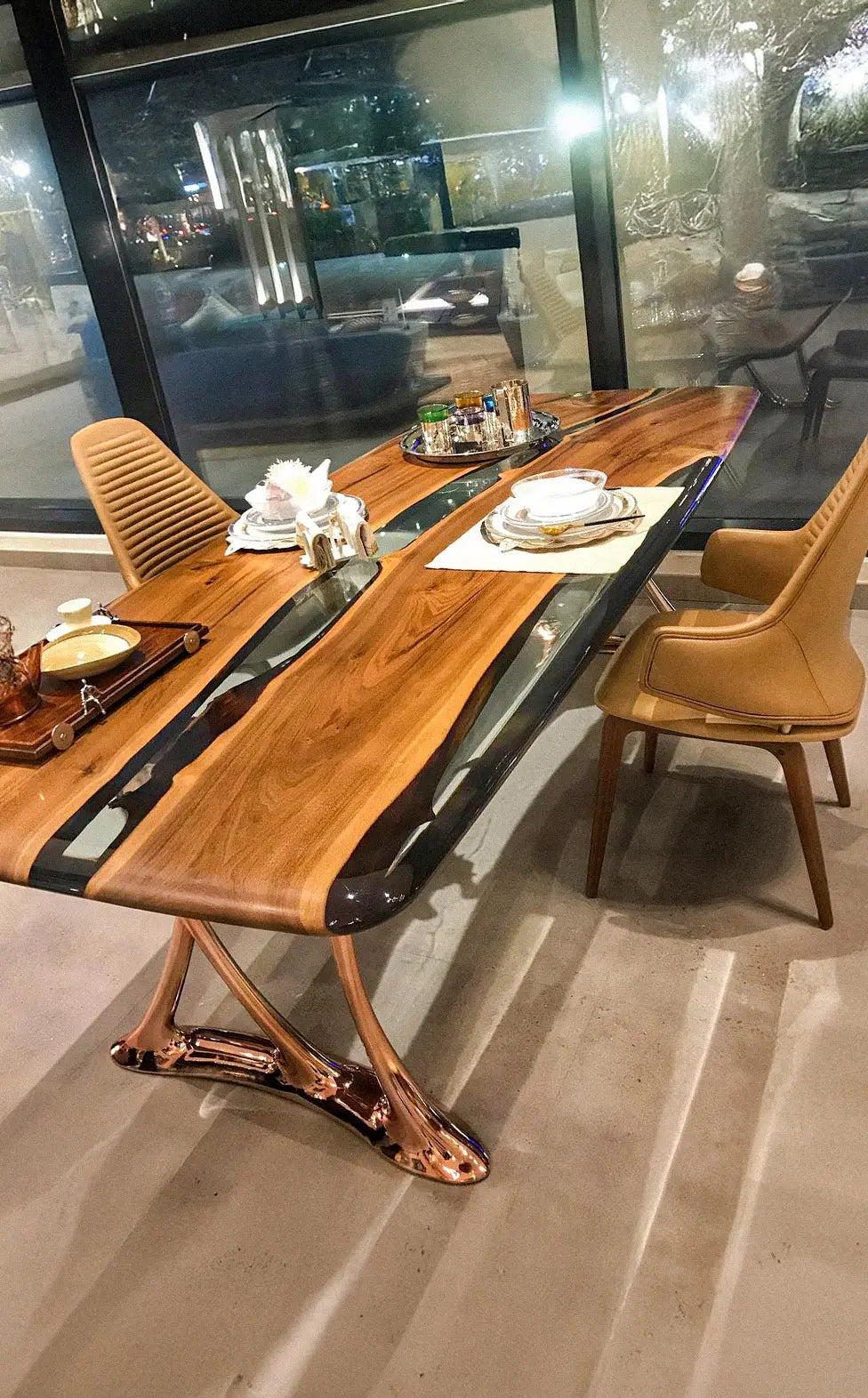 Osso Sculptural Walnut & Epoxy Dining Table