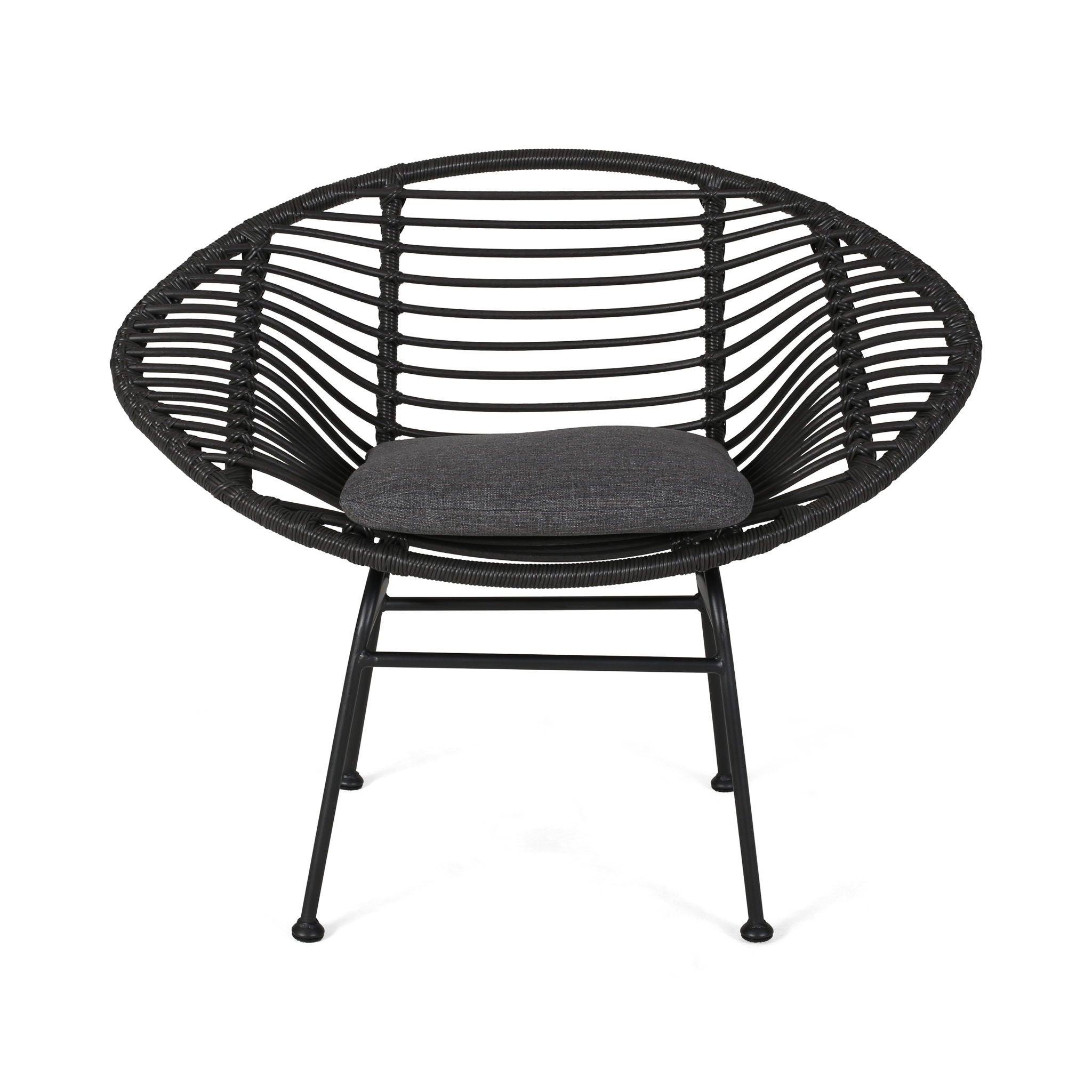 Cordella Outdoor Woven Wicker Chairs with Cushions, Set of 2