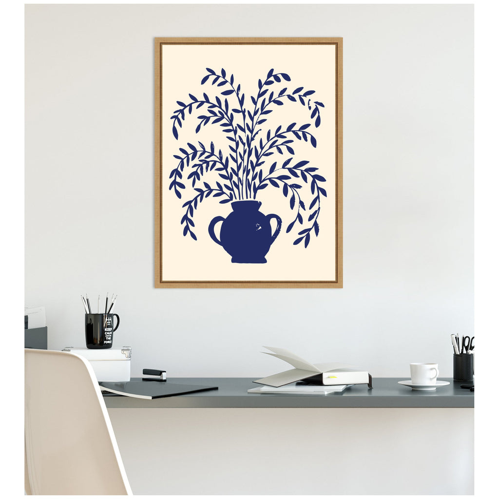 Blue Botanical Vase Aurelia 009 by Vicky Yorke Framed Canvas Wall Art Print