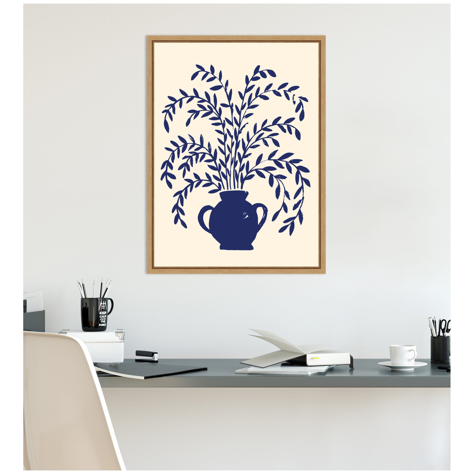 Blue Botanical Vase Aurelia 009 by Vicky Yorke Framed Canvas Wall Art Print