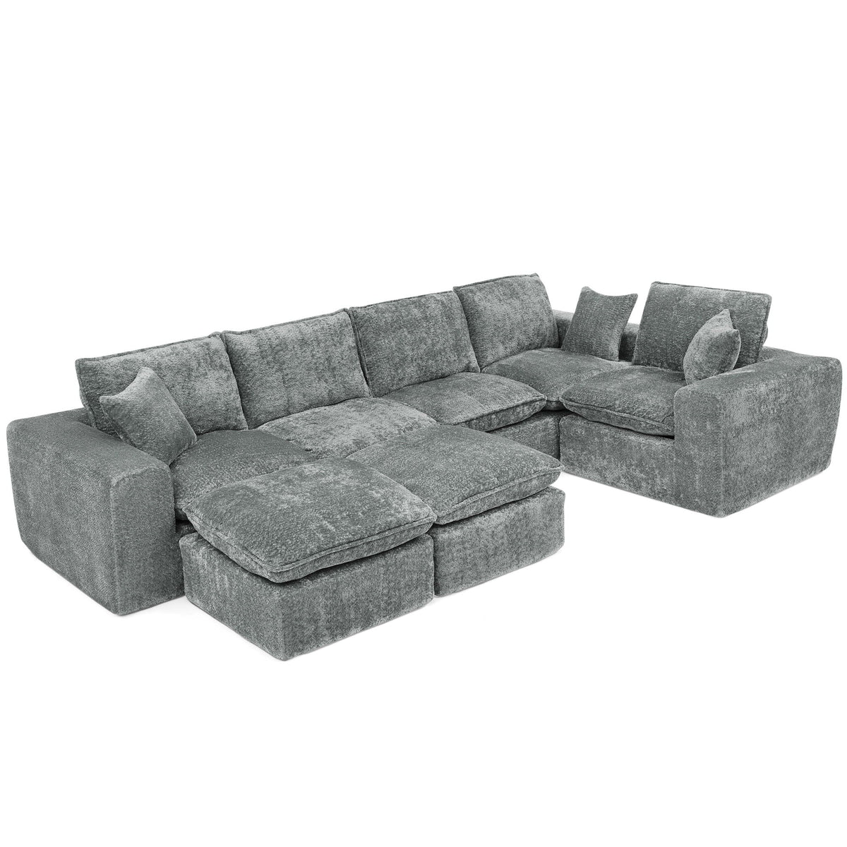Cloud-Comfort Modular Sectional Sofa with Moveable Ottoman