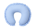 Blue White Gingham Ruffle Nursing Pillow Cover