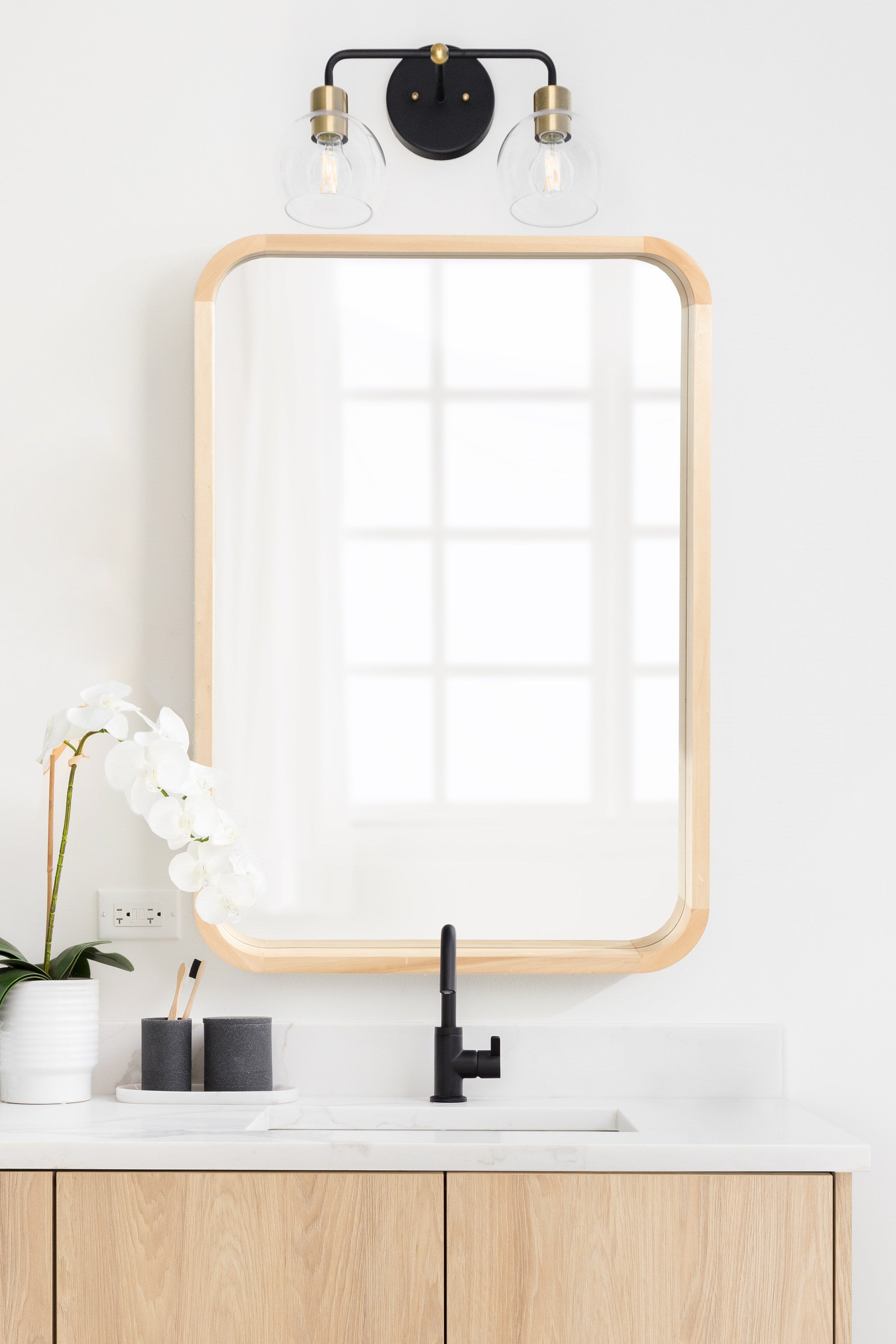 Hutton Wood Framed Radius Rectangle Mirror