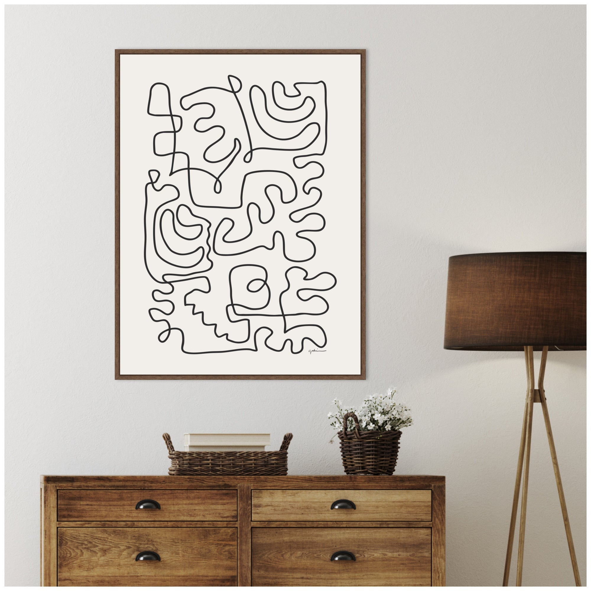 Connected Lines by Gabrielly Guedes Framed Canvas Wall Art Print