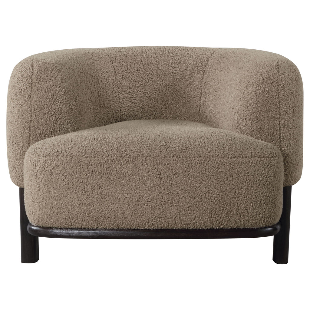 Lawler Bouclé Barrel Accent Chair — Brown & Black