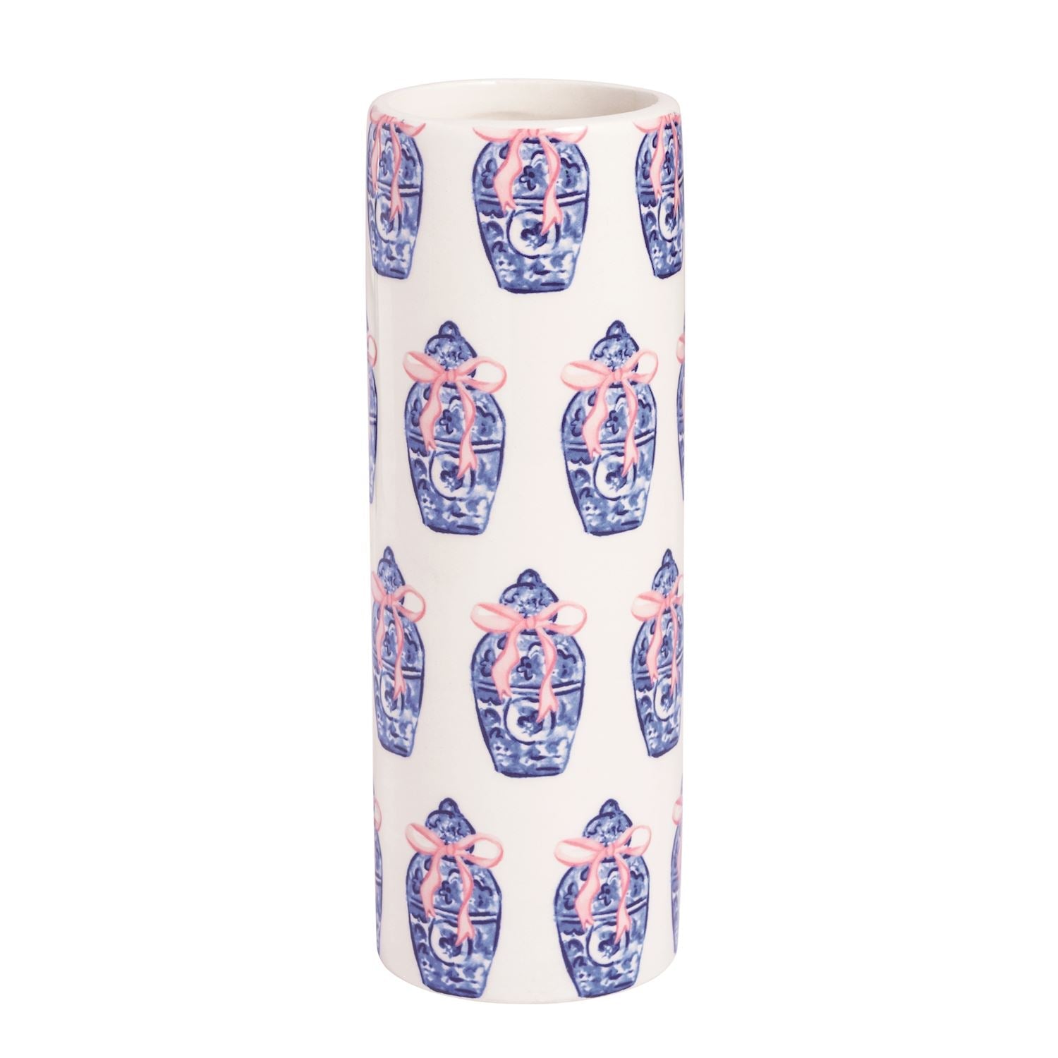 Blue and Green Chinoiserie Ceramic Topiary Vase