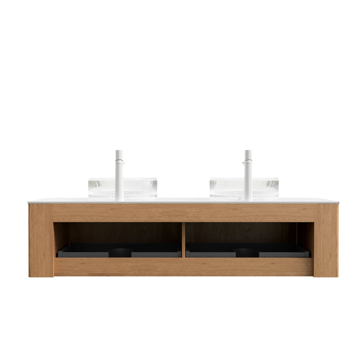 DINA 60" Bathroom Vanity with Floating Curved Edges and Glass Basins
