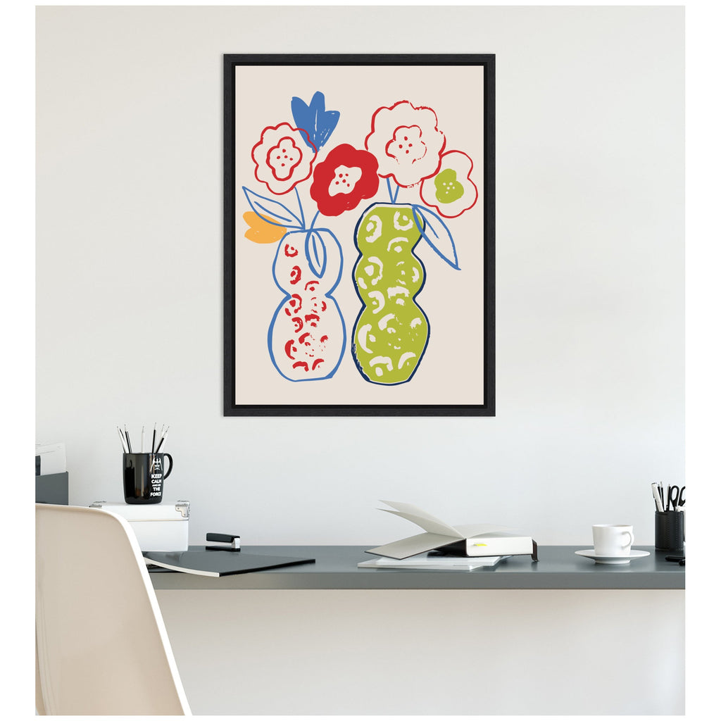 Live Boldly Flower Vases by Vicky Yorke Framed Canvas Wall Art Print